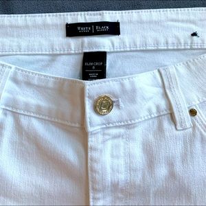 WHBM Distressed White Slim Crop Jeans Size 8